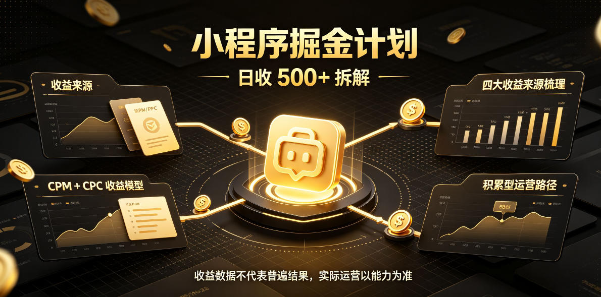 小程序推广计划，日收500+，腾讯官方打款，客户留存率高，收益长期稳定【揭秘】-创业网 - 最新网络创业项目与实战营销教程平台 | cye.cc
