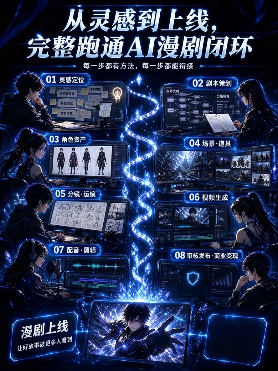 图片[2]-【无水印】2026AI漫剧创作与商业变现掘金营：打通选题→AI编剧→角色场景→自动分镜→视频生成→剪辑发布→运营变现-创业网 - 最新网络创业项目与实战营销教程平台 | cye.cc