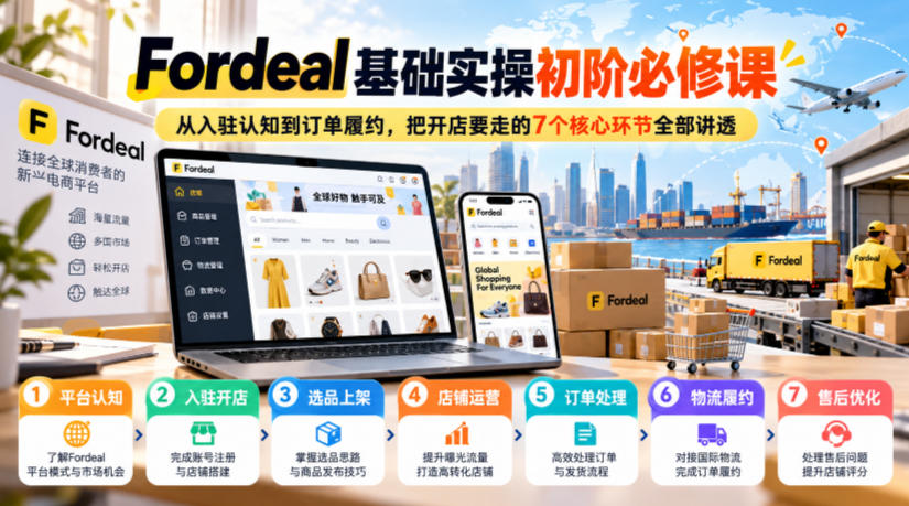 Fordeal基础实操初阶必修课，从入驻认知到订单履约，把开店要走的7个核心环节全部讲透-创业网 - 最新网络创业项目与实战营销教程平台 | cye.cc
