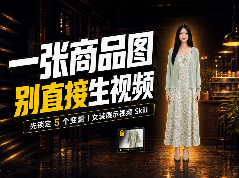 女装AI视频总翻车？问题不在提示词，女装展示视频Skill先锁定5个变量！-创业网 - 最新网络创业项目与实战营销教程平台 | cye.cc