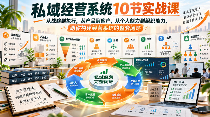 私域经营系统10节实战课，从战略到执行，从产品到客户，从个人能力到组织能力，助你构建经营系统的整套闭环-创业网 - 最新网络创业项目与实战营销教程平台 | cye.cc