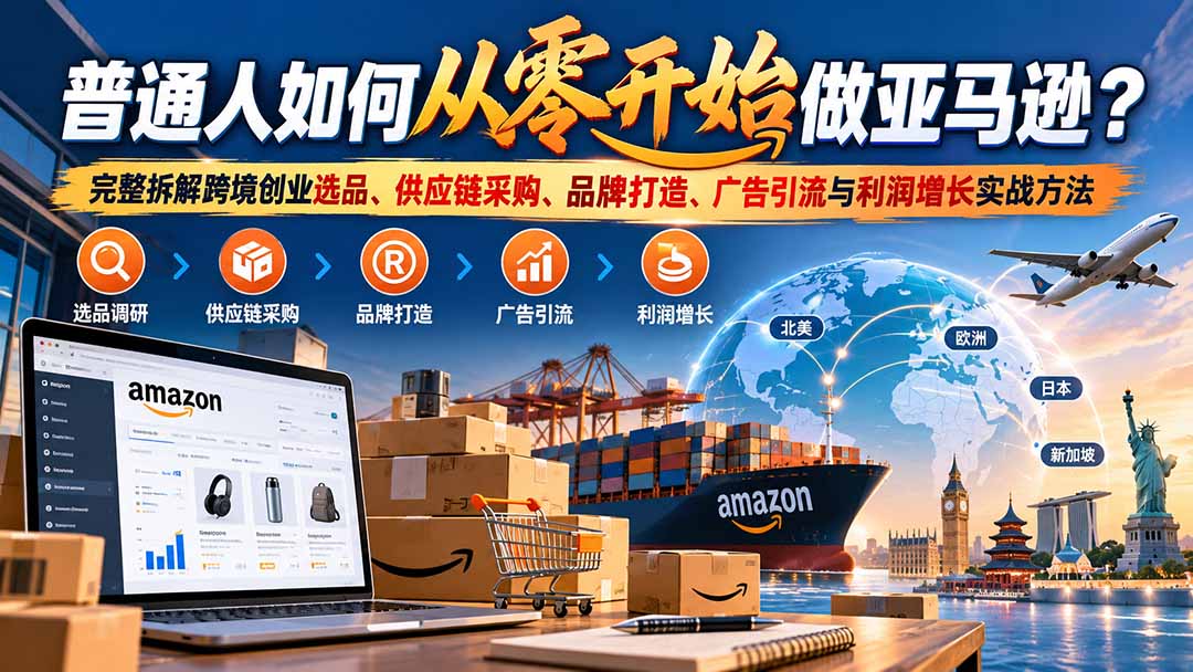 普通人如何从零开始做亚马逊？完整拆解跨境创业选品、供应链采购、品牌打造、广告引流与利润增长实战方法-创业网 - 最新网络创业项目与实战营销教程平台 | cye.cc