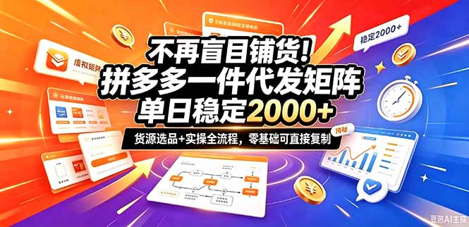 不再盲目铺货！拼多多一件代发矩阵落地攻略，提供优质货源店铺运营全流程，零基础可直接复制-创业网 - 最新网络创业项目与实战营销教程平台 | cye.cc