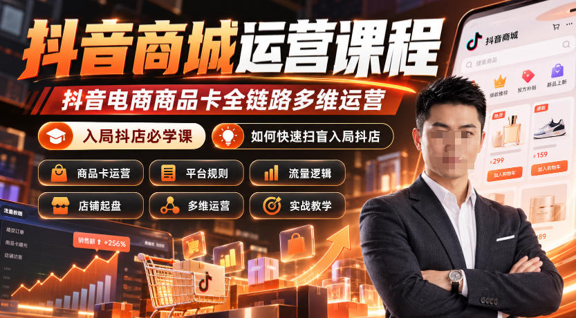 抖音商城运营课程，抖音电商商品卡全链路多维运营，入局抖店必学课， 如何快速扫盲入局抖店(更新1017)-创业网 - 最新网络创业项目与实战营销教程平台 | cye.cc