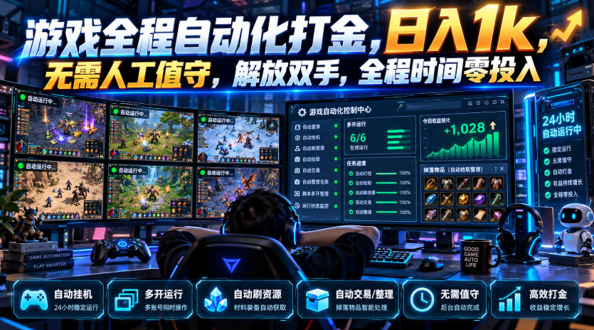 游戏全程自动化打金，日入1k，无需人工值守，解放双手，全程时间零投入【揭秘】-创业网 - 最新网络创业项目与实战营销教程平台 | cye.cc