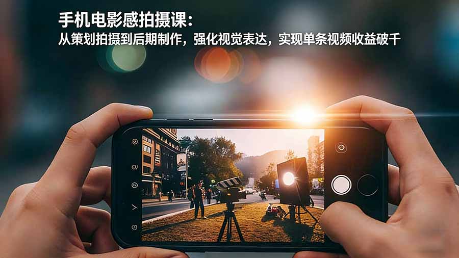 手机电影感拍摄课：从策划拍摄到后期制作，强化视觉表达，实现单条视频收益破千-创业网 - 最新网络创业项目与实战营销教程平台 | cye.cc