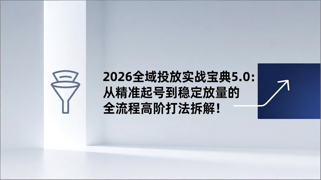 2026全域投放实战宝典5.0：从精准起号到稳定放量的全流程高阶打法拆解！-创业网 - 最新网络创业项目与实战营销教程平台 | cye.cc