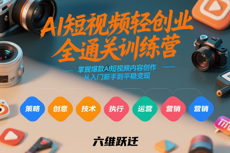 AI短视频轻创业全通关训练营，掌握爆款AI短视频内容创作，从入门新手到平稳变现的六维跃迁-创业网 - 最新网络创业项目与实战营销教程平台 | cye.cc