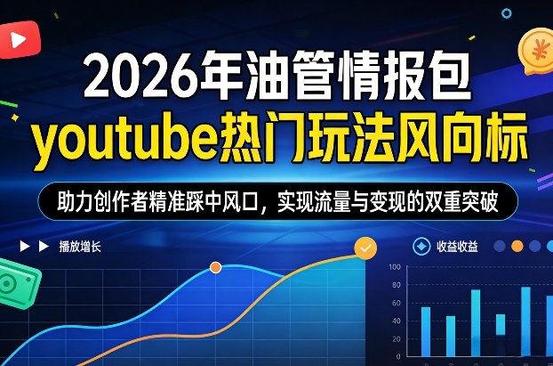 2026年油管情报包，youtube热门玩法风向标，助力创作者精准踩中风口，实现流量与变现的双重突破-创业网 - 最新网络创业项目与实战营销教程平台 | cye.cc