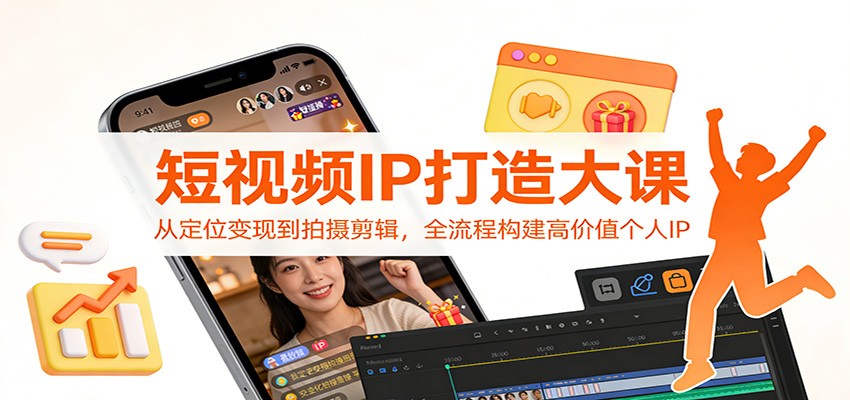 短视频IP打造大课：从定位变现到拍摄剪辑，全流程构建高价值个人IP-创业网 - 最新网络创业项目与实战营销教程平台 | cye.cc