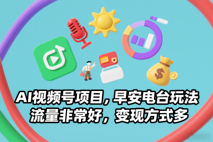 AI视频号项目，早安电台玩法，流量非常好，变现方式多-创业网 - 最新网络创业项目与实战营销教程平台 | cye.cc