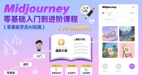 midjourney零基础入门到进阶课程，零基础学会AI绘画-创业网 - 最新网络创业项目与实战营销教程平台 | cye.cc