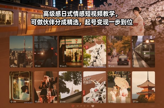 高级感日式情感短视频教学，可做伙伴分成精选，起号变现一步到位-创业网 - 最新网络创业项目与实战营销教程平台 | cye.cc