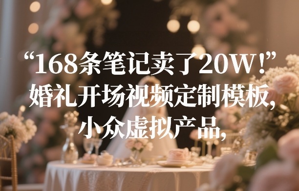 168条笔记卖了20W！婚礼开场视频定制模板，小众虚拟产品-创业网 - 最新网络创业项目与实战营销教程平台 | cye.cc