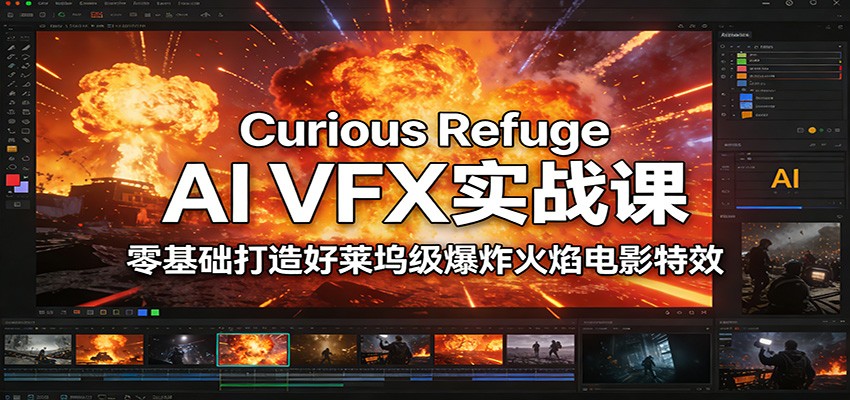 Curious Refuge AI VFX实战课，零基础打造好莱坞级爆炸火焰电影特效-创业网 - 最新网络创业项目与实战营销教程平台 | cye.cc