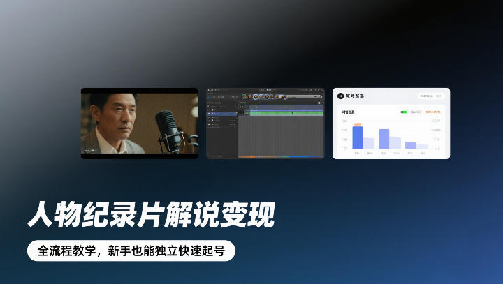 人物纪录片解说变现，全流程教学，新手也能独立快速起号-创业网 - 最新网络创业项目与实战营销教程平台 | cye.cc