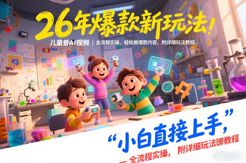 26年爆款新玩法，儿童科普AI视频，全流程实操，轻松做爆款内容，小白直接上手，附详细玩法教程-创业网 - 最新网络创业项目与实战营销教程平台 | cye.cc
