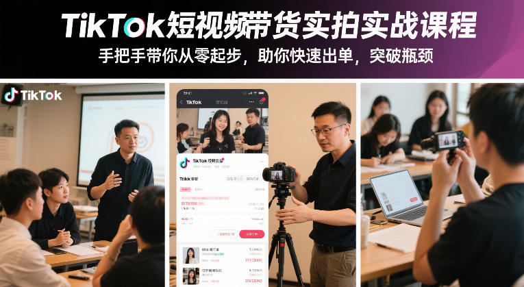 TikTok短视频带货实拍实战课程，手把手带你从零起步，助你快速出单，突破瓶颈-创业网 - 最新网络创业项目与实战营销教程平台 | cye.cc