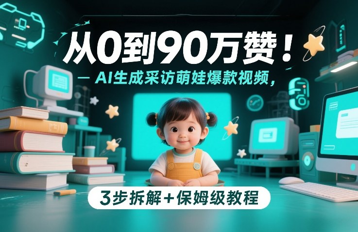 从0到90万赞：AI生成采访萌娃爆款视频，3步拆解+保姆级教程-创业网 - 最新网络创业项目与实战营销教程平台 | cye.cc