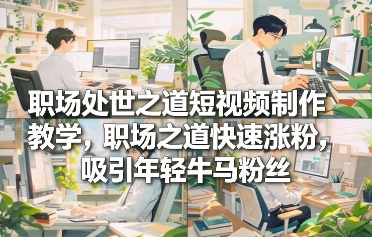 职场处世之道短视频制作教学，职场之道快速涨粉，吸引年轻牛马粉丝-创业网 - 最新网络创业项目与实战营销教程平台 | cye.cc