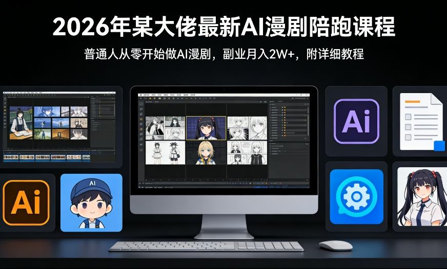 26年某大佬最新Ai漫剧陪跑课程，普通人从零开始做AI漫剧，副业月入2W+-创业网 - 最新网络创业项目与实战营销教程平台 | cye.cc