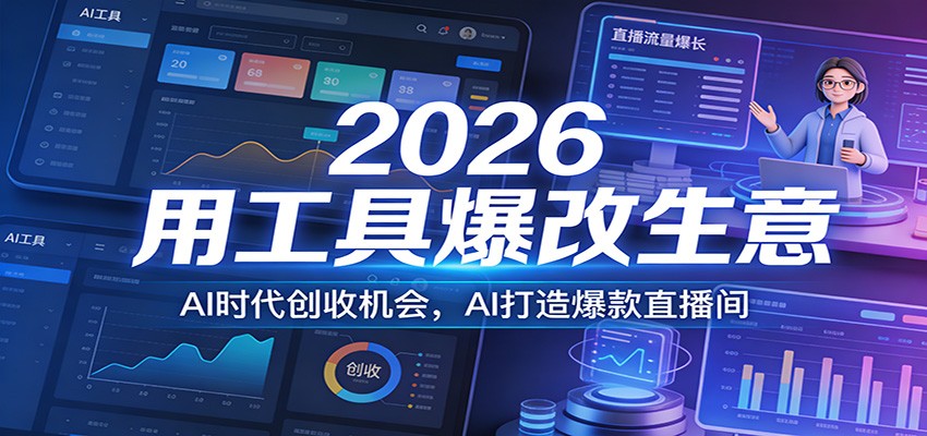 2026用工具爆改生意，AI时代创收机会，AI打造爆款直播间-创业网 - 最新网络创业项目与实战营销教程平台 | cye.cc