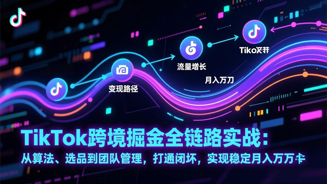 TikTok跨境掘金全链路实战：从算法、选品到团队管理，打通闭环，实现稳定月入万刀-创业网 - 最新网络创业项目与实战营销教程平台 | cye.cc