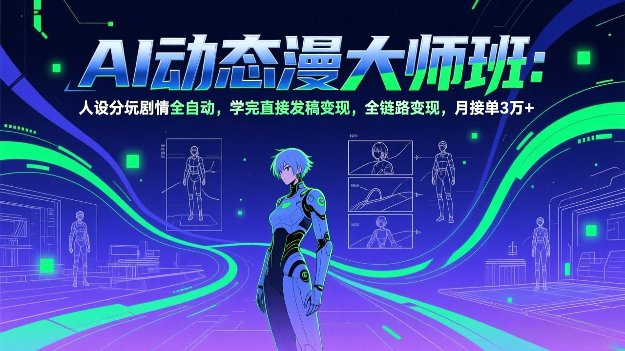 AI动态漫剧大师班：人设分镜剧情全自动，学完直接发稿变现，全链路变现，月接单3万+-创业网 - 最新网络创业项目与实战营销教程平台 | cye.cc