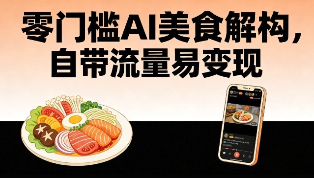 零门槛AI美食解构，自带流量易变现-创业网 - 最新网络创业项目与实战营销教程平台 | cye.cc