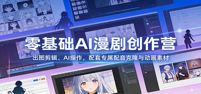 零基础AI漫剧创作营：出图剪辑、AI操作，配套专属配音克隆与动画素材-创业网 - 最新网络创业项目与实战营销教程平台 | cye.cc