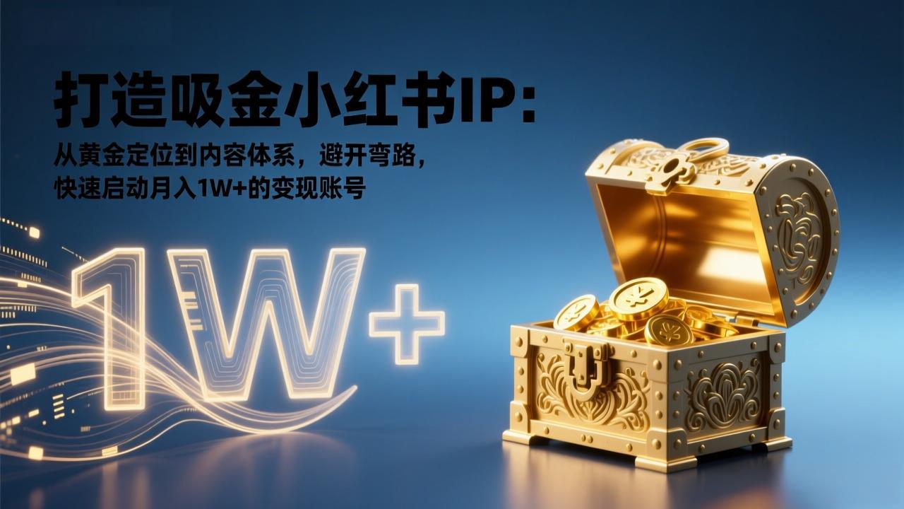 打造吸金小红书IP：从黄金定位到内容体系，避开弯路，快速启动月入1W+的变现账号-创业网 - 最新网络创业项目与实战营销教程平台 | cye.cc