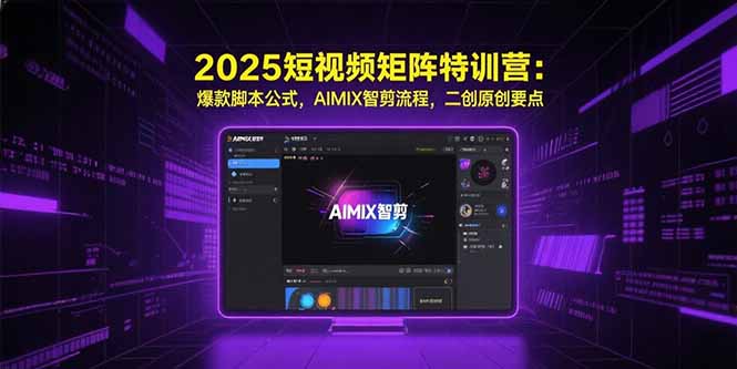 2025短视频矩阵特训营：爆款脚本公式，AIMIX智剪流程，二创原创要点-创业网 - 最新网络创业项目与实战营销教程平台 | cye.cc