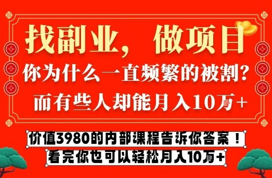 价值3980的网创内部课程，告诉你互联网创业月入10个W的秘密【揭秘】-创业网 - 最新网络创业项目与实战营销教程平台 | cye.cc