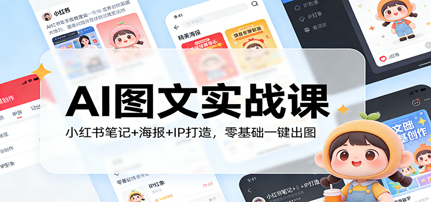 AI图文实战课：小红书笔记+海报+IP打造，零基础一键出图-创业网 - 最新网络创业项目与实战营销教程平台 | cye.cc
