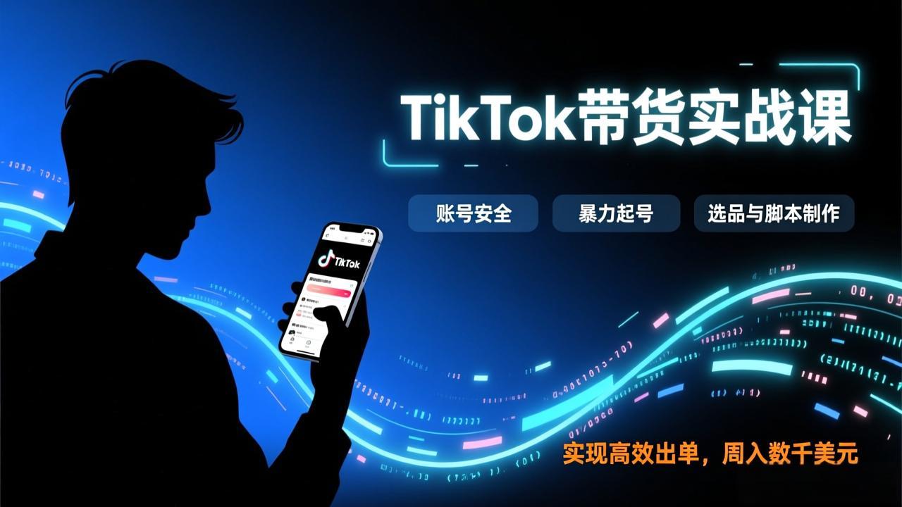 TikTok带货实战课，涵盖账号安全、暴力起号、选品与脚本制作，实现高效出单，周入数千美元-创业网 - 最新网络创业项目与实战营销教程平台 | cye.cc