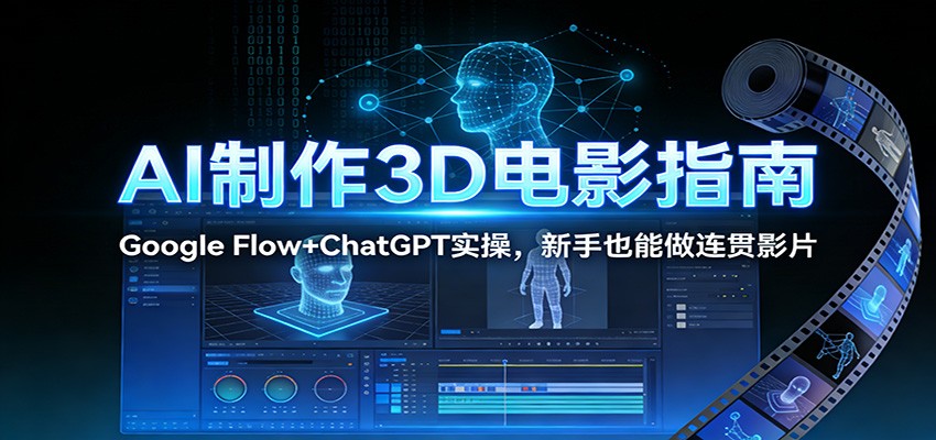 AI制作3D电影指南：Google Flow+ChatGPT实操，新手也能做连贯影片-创业网 - 最新网络创业项目与实战营销教程平台 | cye.cc