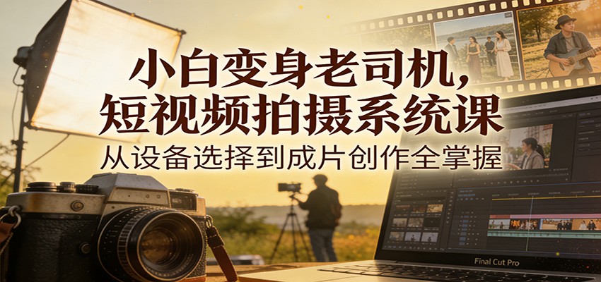 小白变身老司机，短视频拍摄系统课，从设备选择到成片创作全掌握-创业网 - 最新网络创业项目与实战营销教程平台 | cye.cc