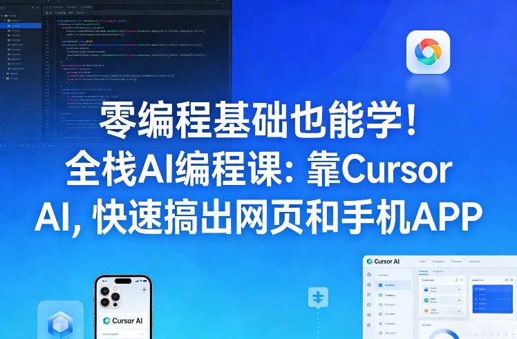 零编程基础也能学！全栈AI编程课：靠Cursor AI，快速搞出网页和手机APP-创业网 - 最新网络创业项目与实战营销教程平台 | cye.cc