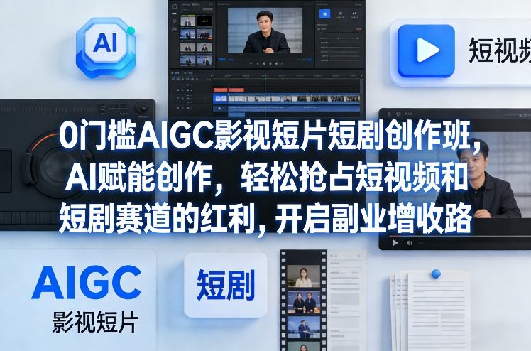 0门槛AIGC影视短片短剧创作班，AI赋能创作，轻松抢占短视频和短剧赛道的红利，开启副业增收路-创业网 - 最新网络创业项目与实战营销教程平台 | cye.cc