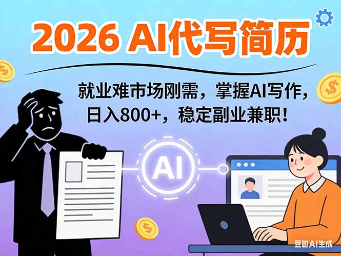 AI代写简历，超暴利，用万能模板月入1-3万实战教程，2026年市场刚需！-创业网 - 最新网络创业项目与实战营销教程平台 | cye.cc