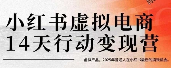 小红书虚拟电商14天变现训练营，虚拟产品，2025年普通人在小红书最后的搞钱机会-创业网 - 最新网络创业项目与实战营销教程平台 | cye.cc