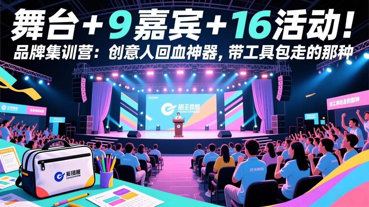 舞台 + 9 嘉宾 + 16 活动！品牌集训营：创意人回血神器，带工具包走的那种-创业网 - 最新网络创业项目与实战营销教程平台 | cye.cc