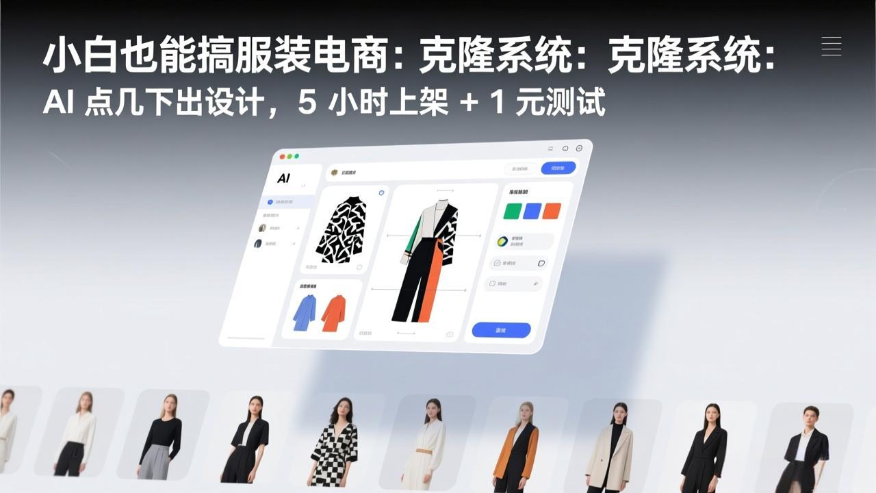 小白也能搞服装电商：克隆系统：AI 点几下出设计，5 小时上架 + 1 元测试-创业网 - 最新网络创业项目与实战营销教程平台 | cye.cc