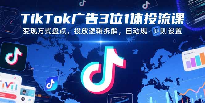 TikTok广告3位1体投流课，变现方式盘点，投放逻辑拆解，自动规则设置-创业网 - 最新网络创业项目与实战营销教程平台 | cye.cc