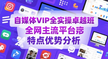 自媒体VIP全实操卓越班，全网主流平台特点优势分析-创业网 - 最新网络创业项目与实战营销教程平台 | cye.cc