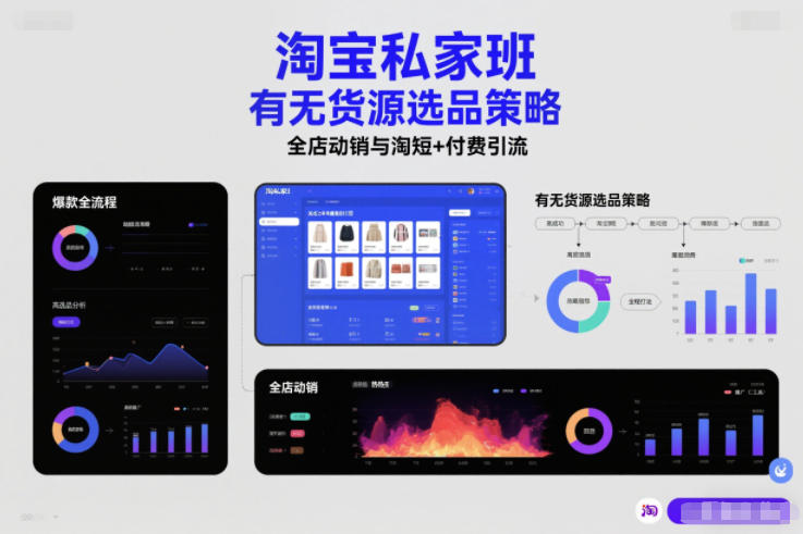 淘宝私家班，有无货源选品策略，高成功率爆款全流程打法，全店动销与淘短+付费引流(更新2026)-创业网 - 最新网络创业项目与实战营销教程平台 | cye.cc