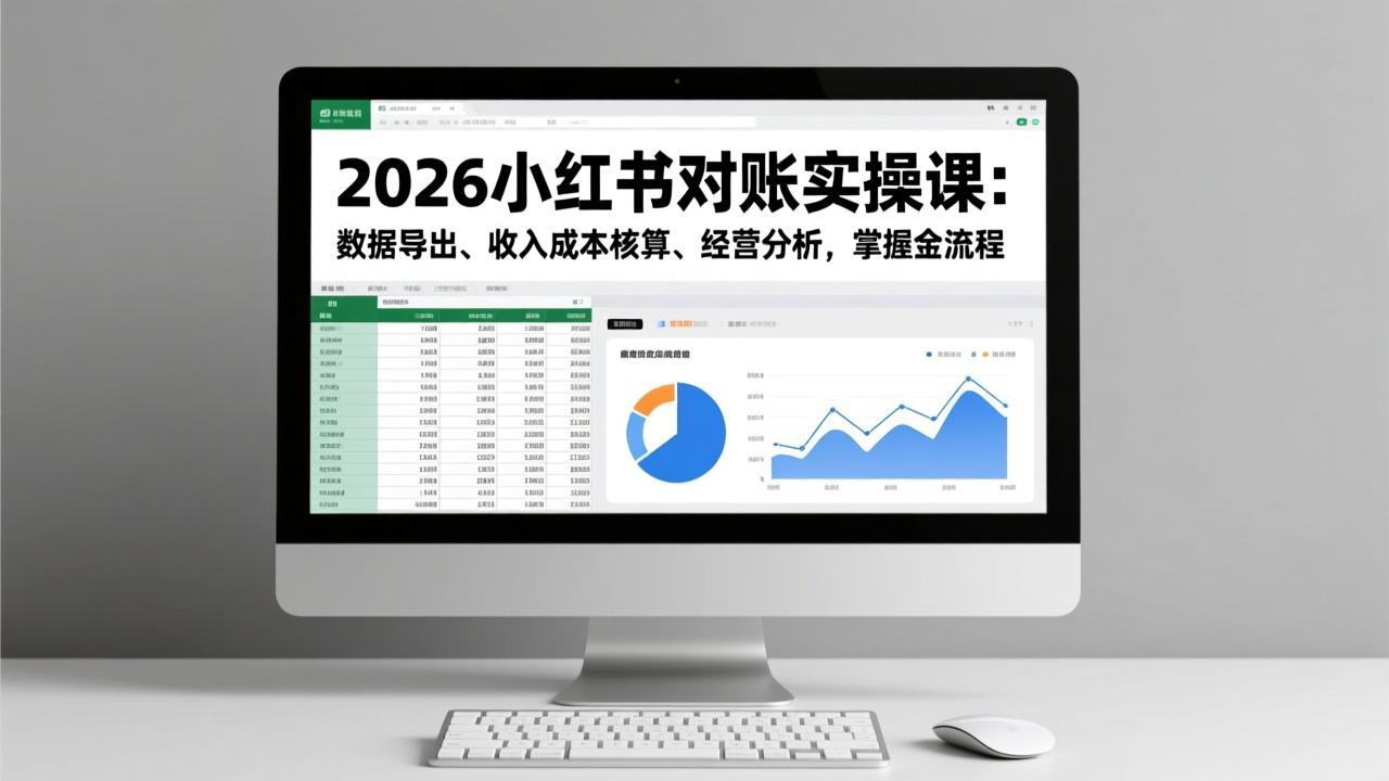 2026小红书对账实操课：数据导出、收入成本核算、经营分析，掌握全流程-创业网 - 最新网络创业项目与实战营销教程平台 | cye.cc