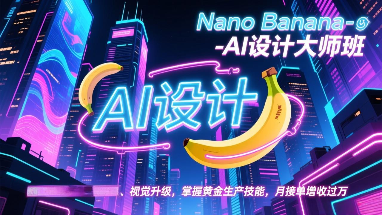 Nano Banana-AI设计大师班，修图合成、广告创作、视觉升级，掌握黄金生产技能，月接单增收过万-创业网 - 最新网络创业项目与实战营销教程平台 | cye.cc
