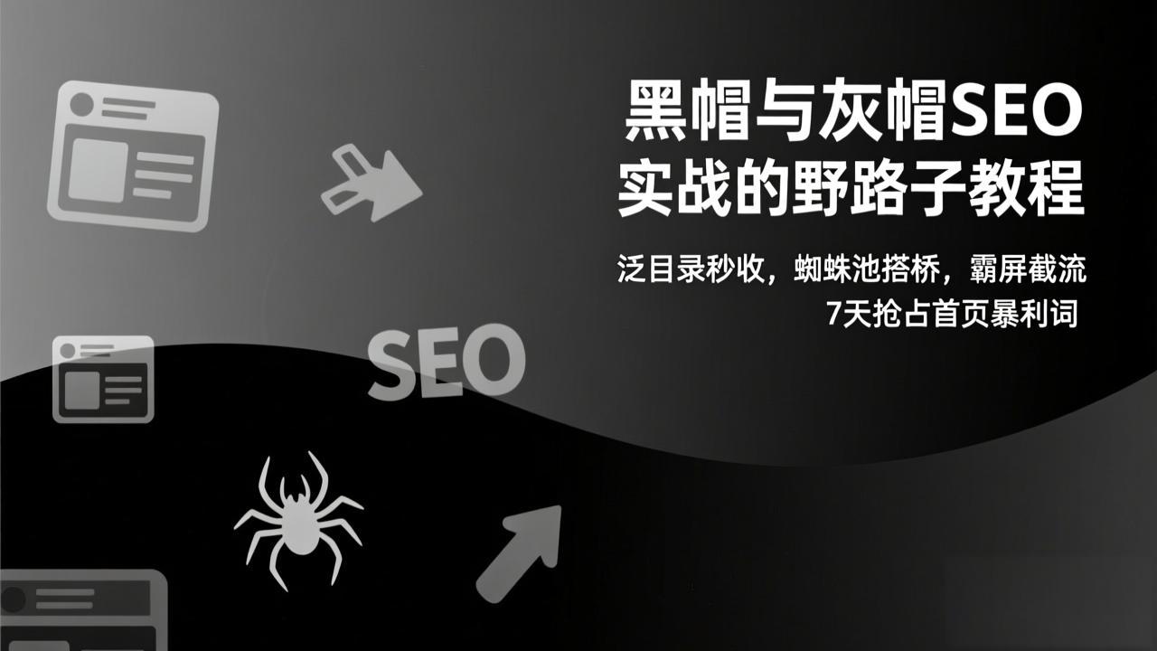 黑帽与灰帽SEO实战的野路子教程：泛目录秒收，蜘蛛池搭桥，霸屏截流，7天抢占首页暴利词-创业网 - 最新网络创业项目与实战营销教程平台 | cye.cc