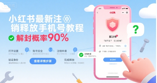 小红书最新注销释放手机号教程，解封概率90%-创业网 - 最新网络创业项目与实战营销教程平台 | cye.cc